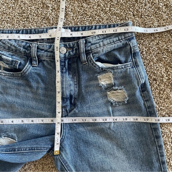 Vervet Jeans Womens 26 Blue Medium Wash Denim Mid Rise Tapered Distressed Ripped - Picture 10 of 12